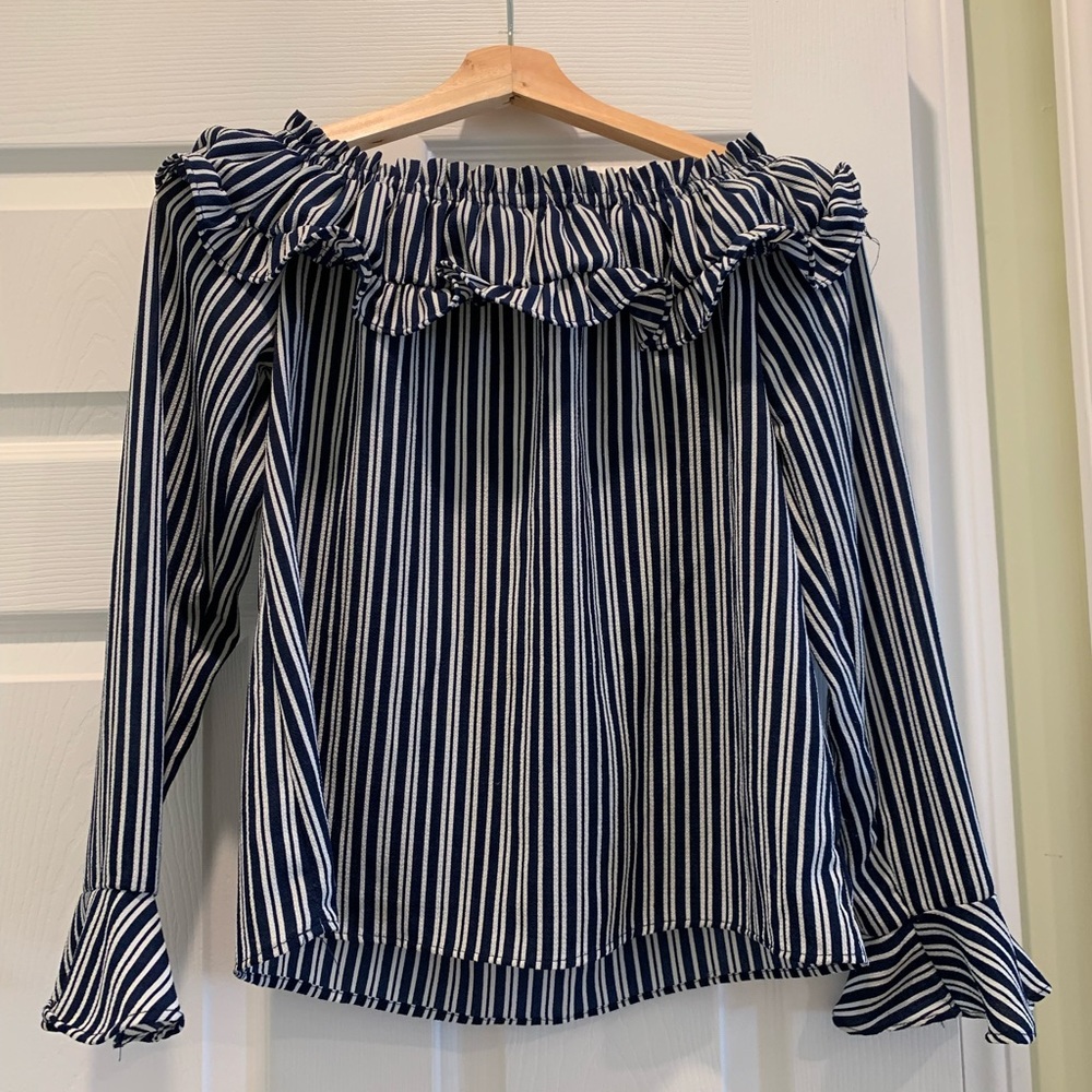 Stripped Off the Shoulder Shirt